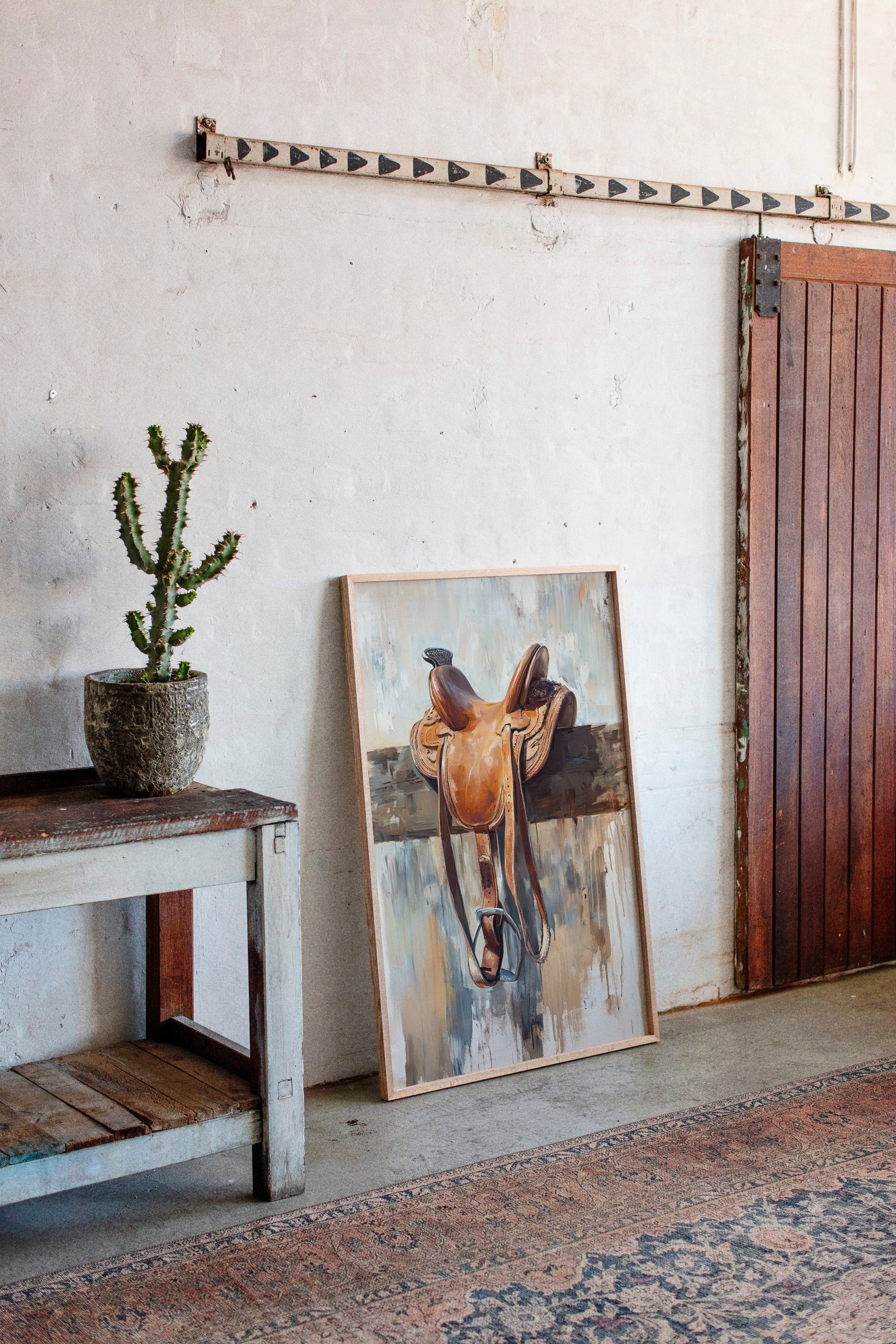 Gallery image 9 for Resting Leather – Western Saddle on Fence Painting