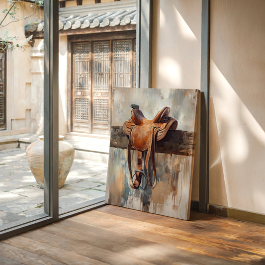 Gallery image 10 for Resting Leather – Western Saddle on Fence Painting