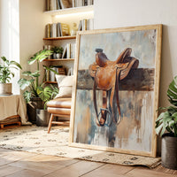 Gallery image 11 for Resting Leather – Western Saddle on Fence Painting