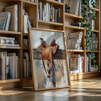 Gallery image 13 for Resting Leather – Western Saddle on Fence Painting