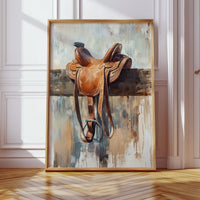Gallery image 14 for Resting Leather – Western Saddle on Fence Painting