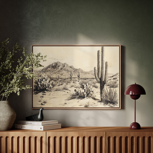Gallery image 6 for Sonoran Stillness – Vintage Desert Landscape Illustration