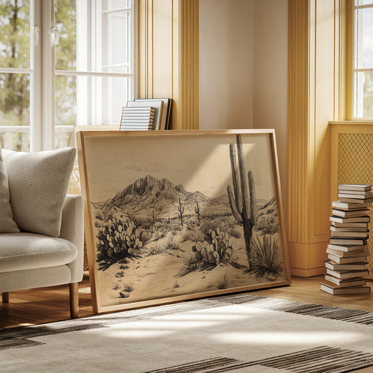 Gallery image 9 for Sonoran Stillness – Vintage Desert Landscape Illustration