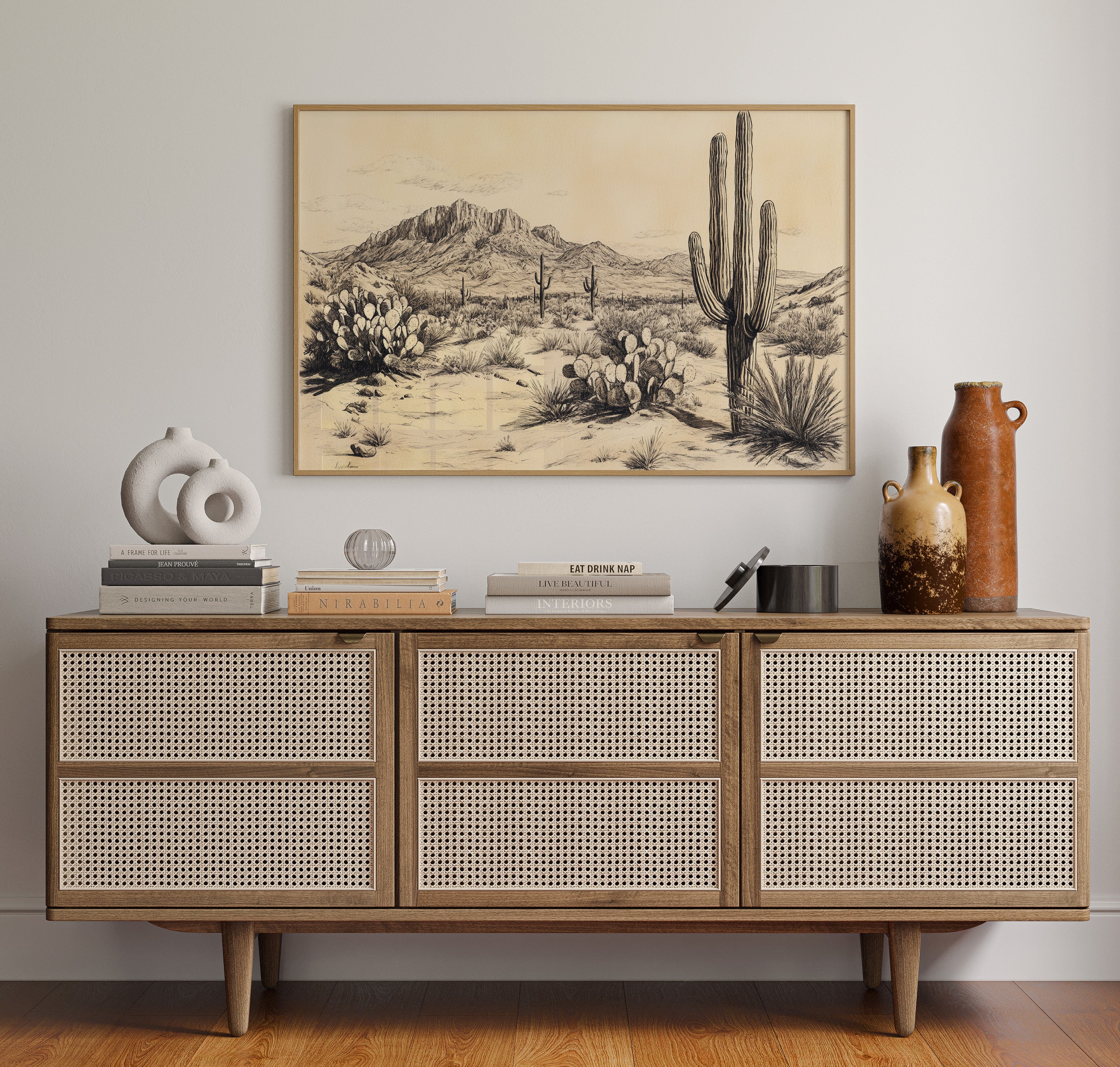 Gallery image 12 for Sonoran Stillness – Vintage Desert Landscape Illustration