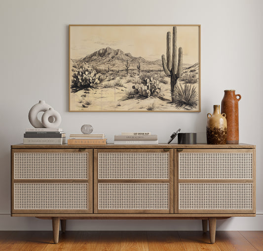 Gallery image 12 for Sonoran Stillness – Vintage Desert Landscape Illustration