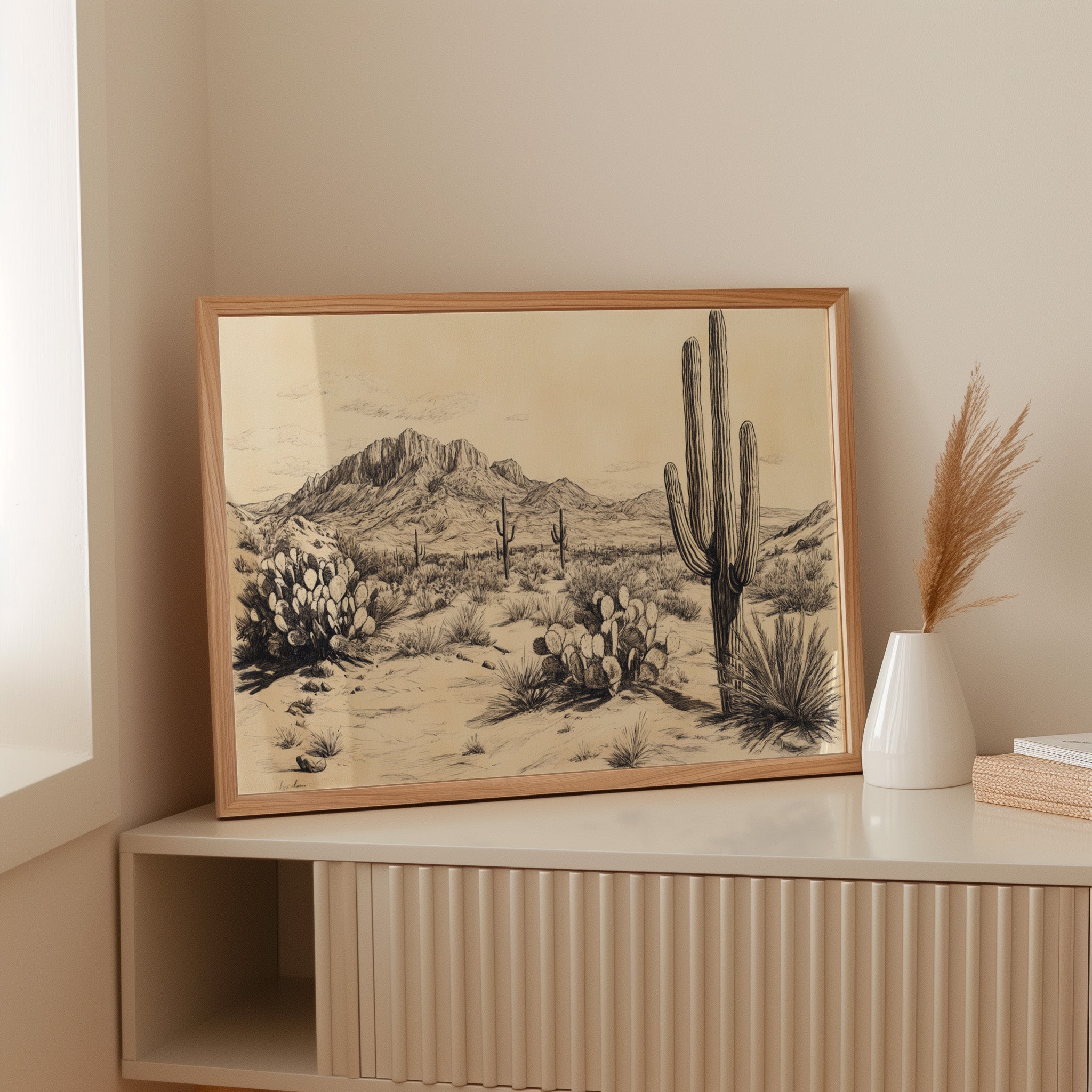 Gallery image 13 for Sonoran Stillness – Vintage Desert Landscape Illustration