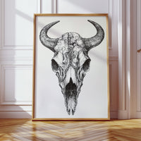 Gallery image 4 for Western Bison Skull – Black Ink Rustic Wall Art