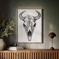 Gallery image 5 for Western Bison Skull – Black Ink Rustic Wall Art