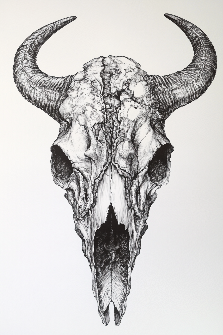 Gallery image 7 for Western Bison Skull – Black Ink Rustic Wall Art
