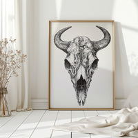 Gallery image 14 for Western Bison Skull – Black Ink Rustic Wall Art