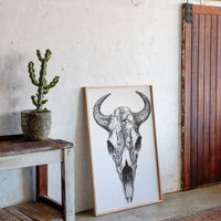 Gallery image 15 for Western Bison Skull – Black Ink Rustic Wall Art