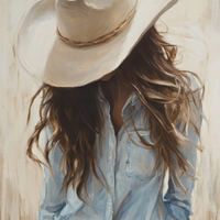 Gallery image 5 for Cowgirl in Blue – Soft Western Elegance Canvas Print