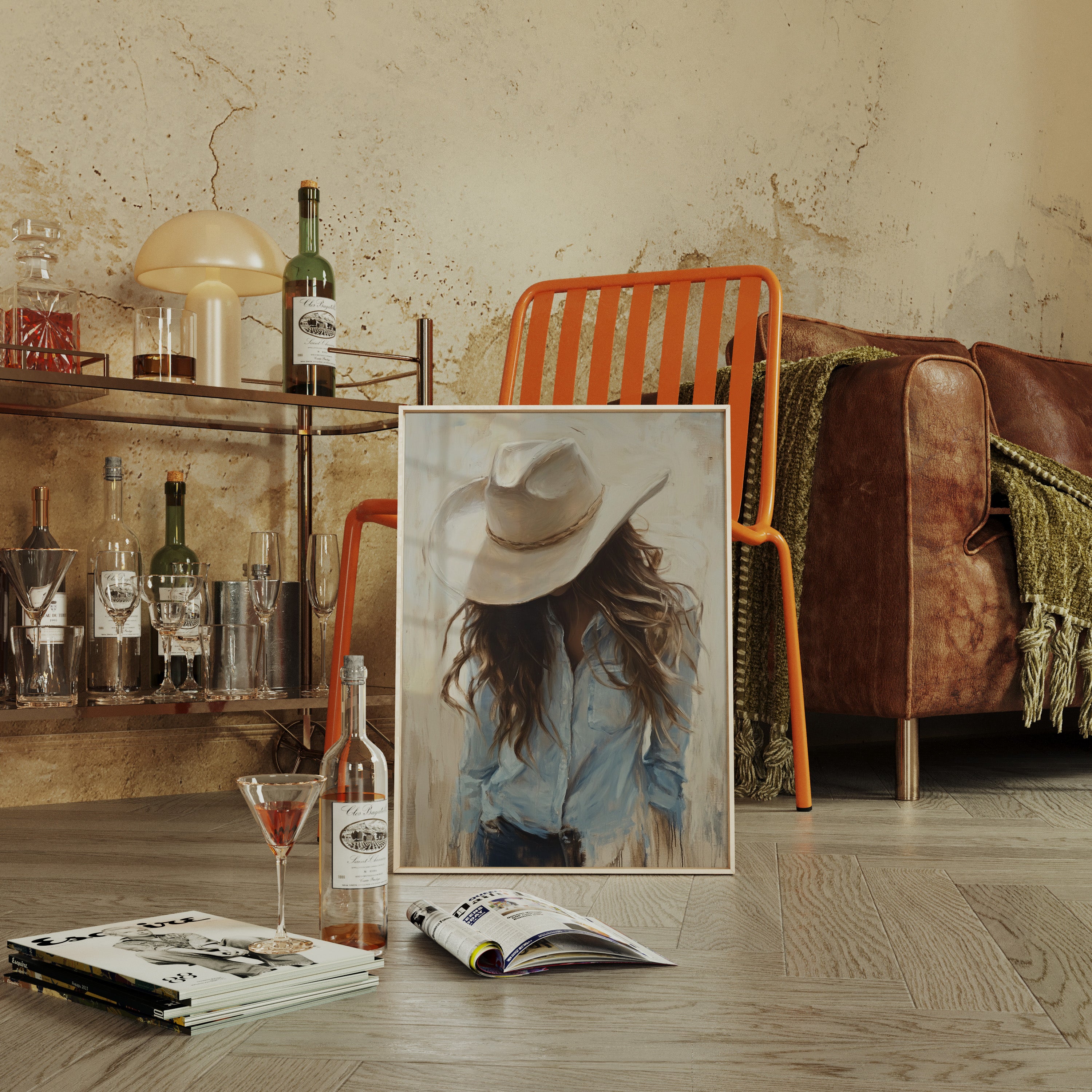 Gallery image 6 for Cowgirl in Blue – Soft Western Elegance Canvas Print