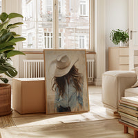 Gallery image 8 for Cowgirl in Blue – Soft Western Elegance Canvas Print