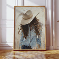 Gallery image 10 for Cowgirl in Blue – Soft Western Elegance Canvas Print