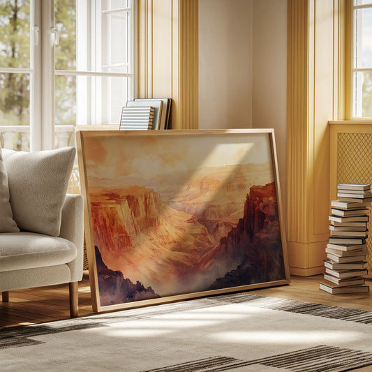 Gallery image 5 for Grand Solitude – Watercolor Canyon Sunset Landscape Print
