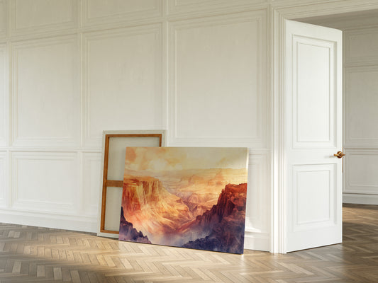 Gallery image 6 for Grand Solitude – Watercolor Canyon Sunset Landscape Print