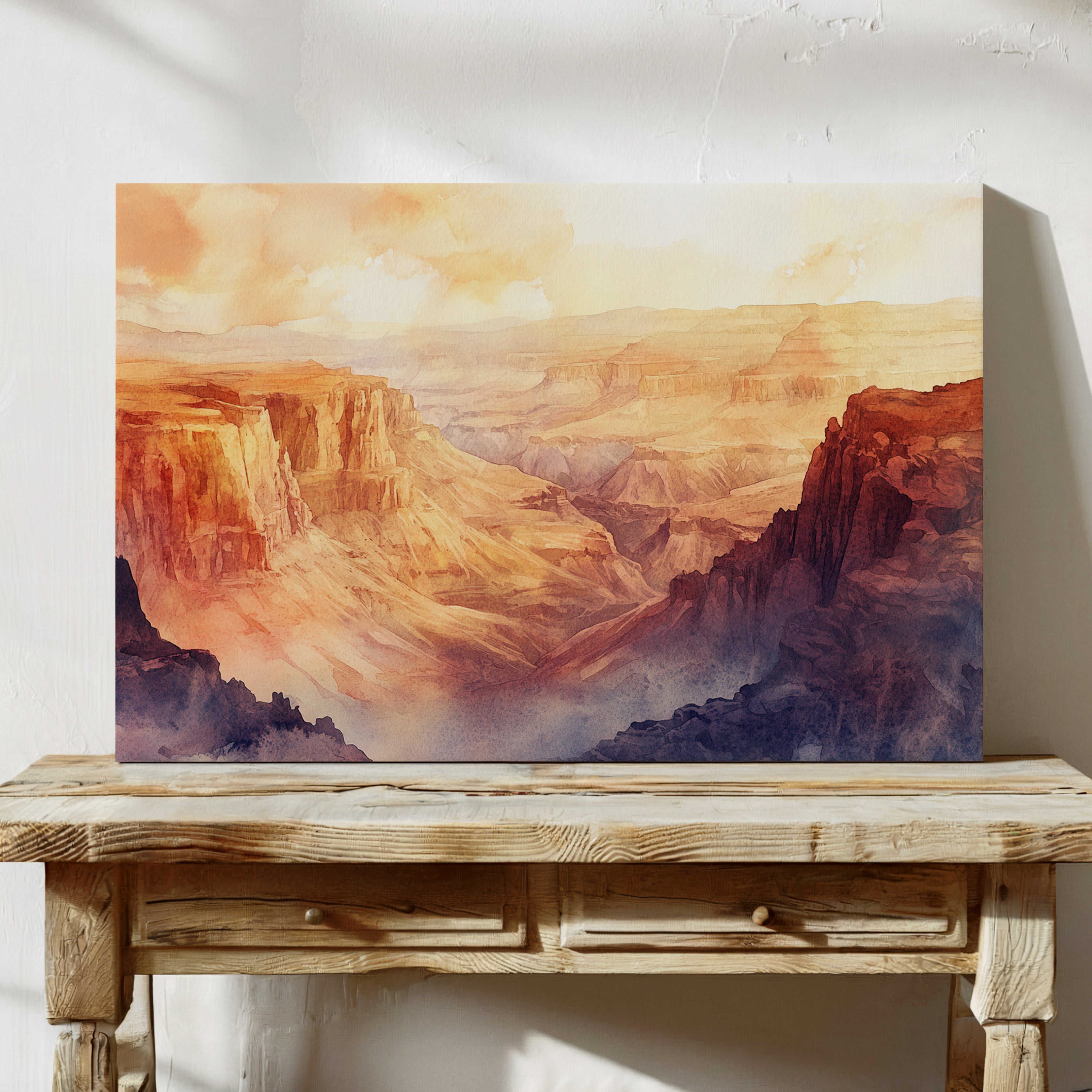 Gallery image 8 for Grand Solitude – Watercolor Canyon Sunset Landscape Print
