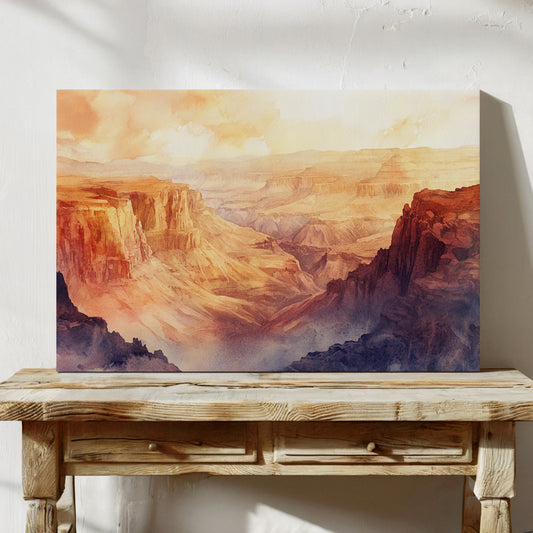 Gallery image 8 for Grand Solitude – Watercolor Canyon Sunset Landscape Print