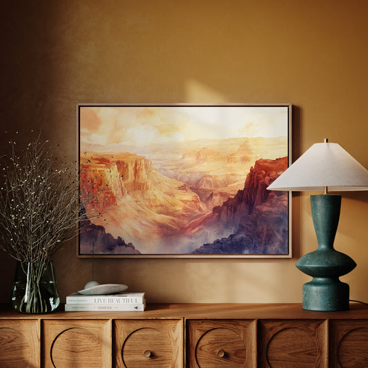 Gallery image 10 for Grand Solitude – Watercolor Canyon Sunset Landscape Print