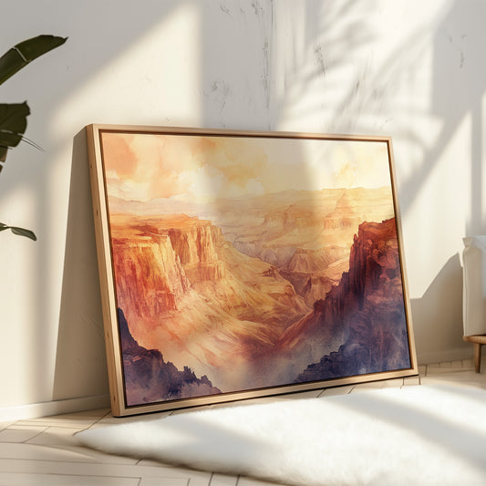 Gallery image 13 for Grand Solitude – Watercolor Canyon Sunset Landscape Print