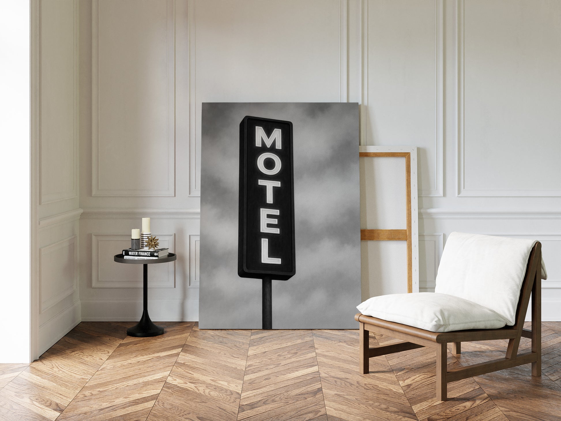 Gallery image 3 for Retro “MOTEL” Neon Sign – Black & White Vintage Wall Art
