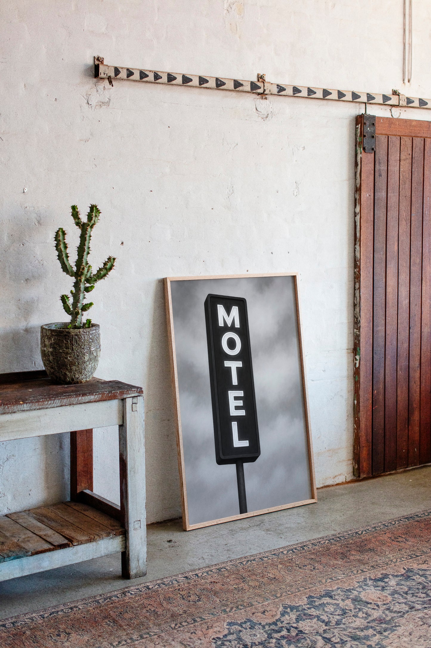 Gallery image 5 for Retro “MOTEL” Neon Sign – Black & White Vintage Wall Art