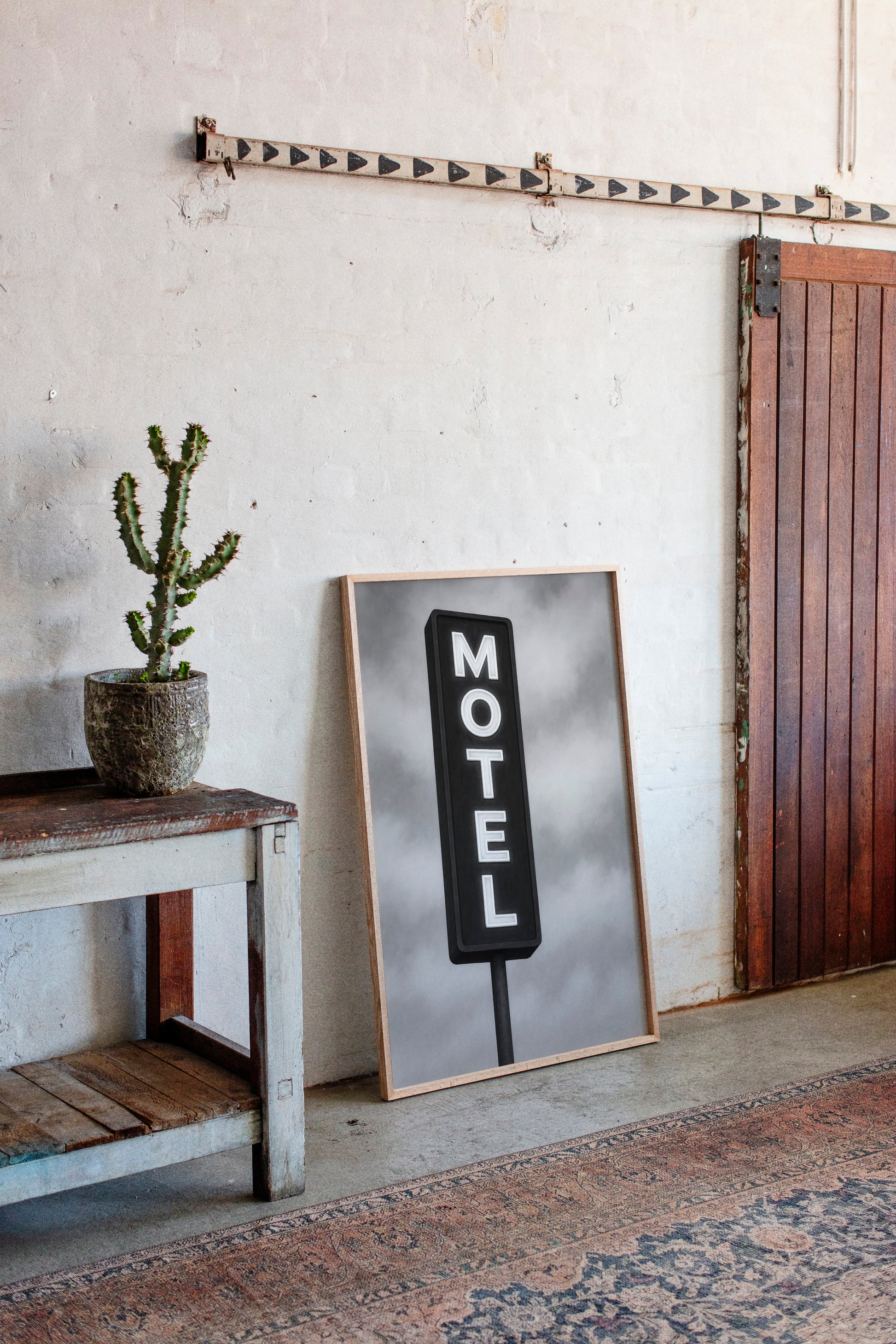 Gallery image 5 for Retro “MOTEL” Neon Sign – Black & White Vintage Wall Art