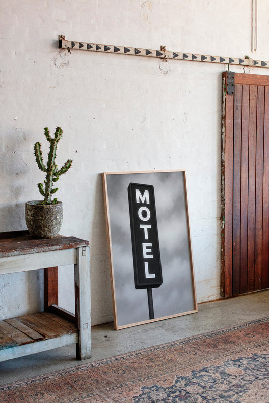 Gallery image 5 for Retro “MOTEL” Neon Sign – Black & White Vintage Wall Art