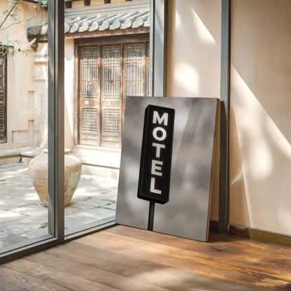 Gallery image 6 for Retro “MOTEL” Neon Sign – Black & White Vintage Wall Art