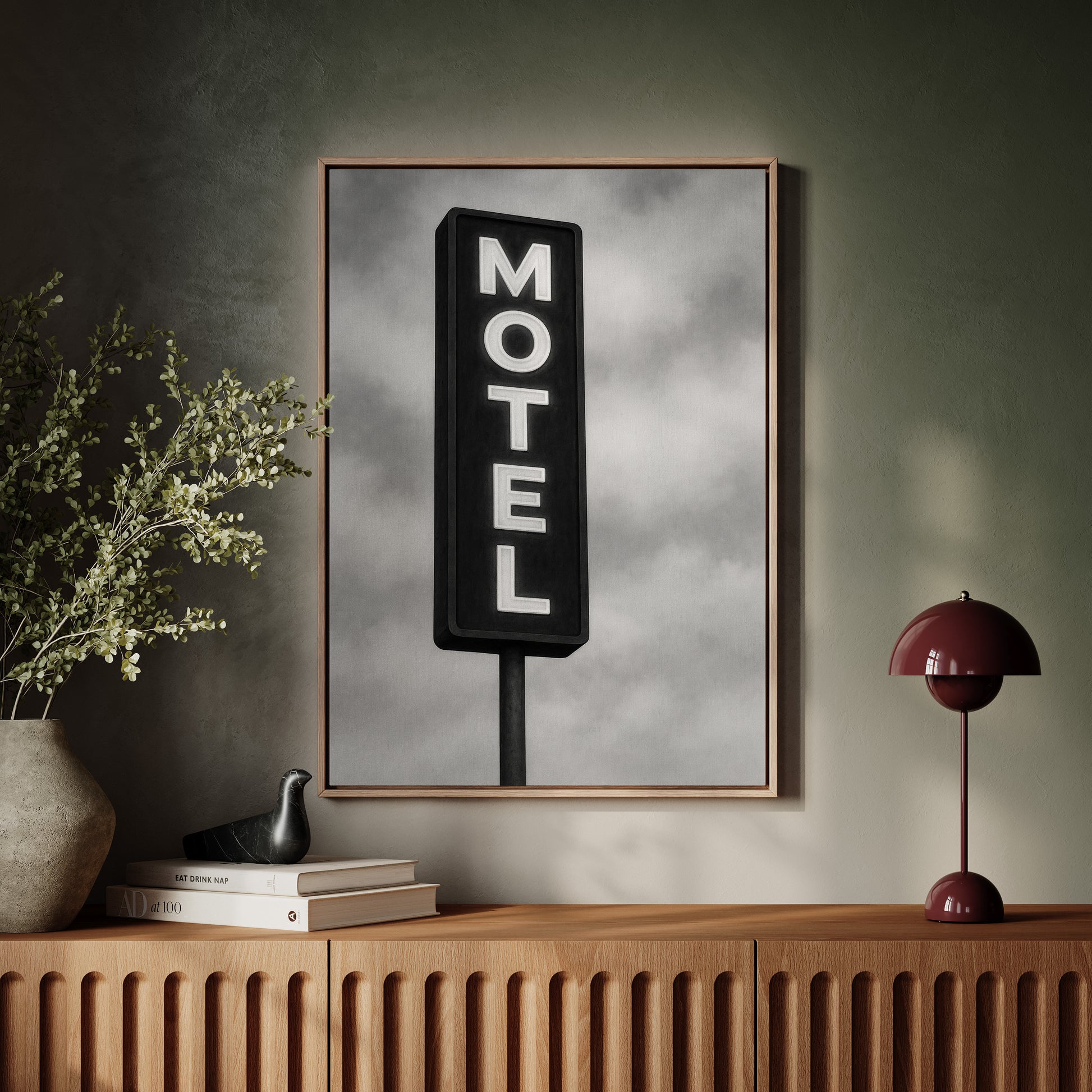 Gallery image 7 for Retro “MOTEL” Neon Sign – Black & White Vintage Wall Art