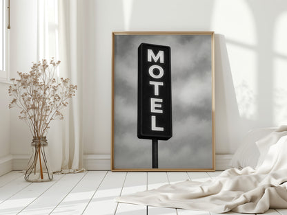 Gallery image 14 for Retro “MOTEL” Neon Sign – Black & White Vintage Wall Art
