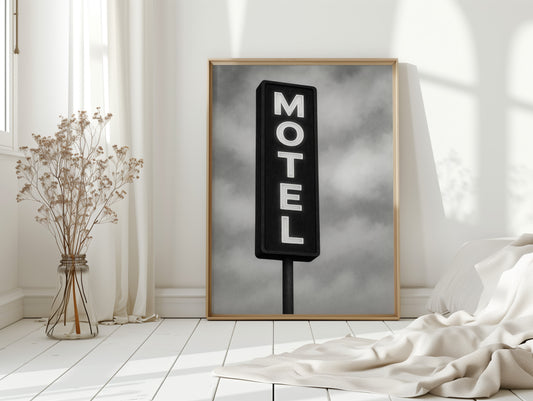 Gallery image 14 for Retro “MOTEL” Neon Sign – Black & White Vintage Wall Art