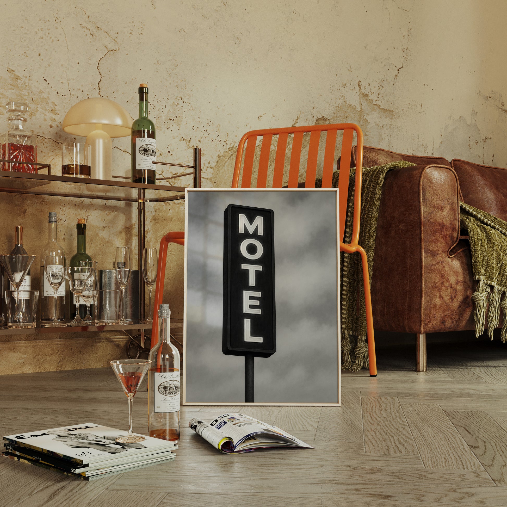 Gallery image 15 for Retro “MOTEL” Neon Sign – Black & White Vintage Wall Art