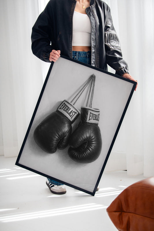 Gallery image 2 for Vintage Everlast Boxing Gloves – Black and White Sports Wall Art