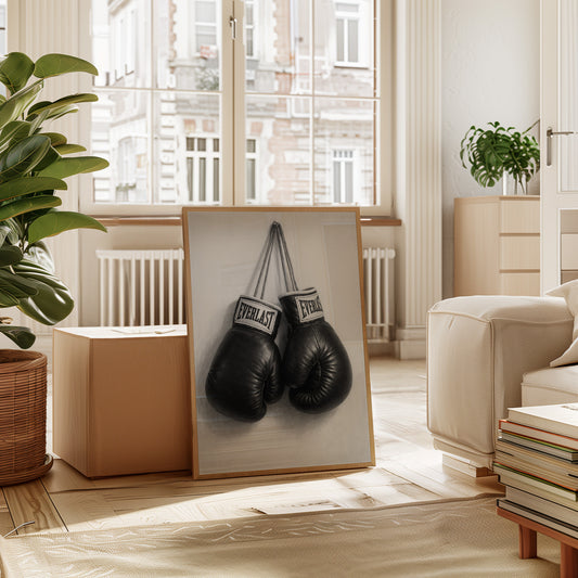Gallery image 12 for Vintage Everlast Boxing Gloves – Black and White Sports Wall Art