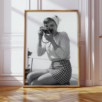 Gallery image 2 for Vintage Seaside Shutterbug – Black and White Retro Photography Print