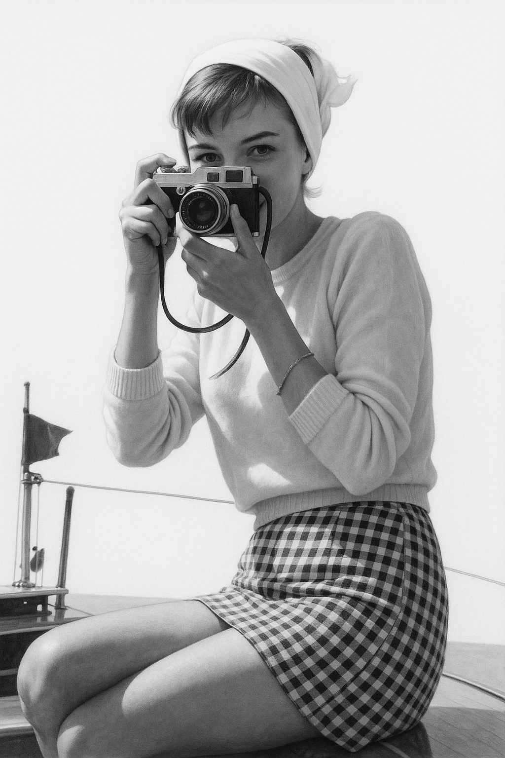 Gallery image 8 for Vintage Seaside Shutterbug – Black and White Retro Photography Print