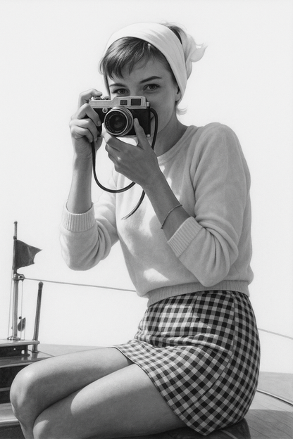Gallery image 8 for Vintage Seaside Shutterbug – Black and White Retro Photography Print