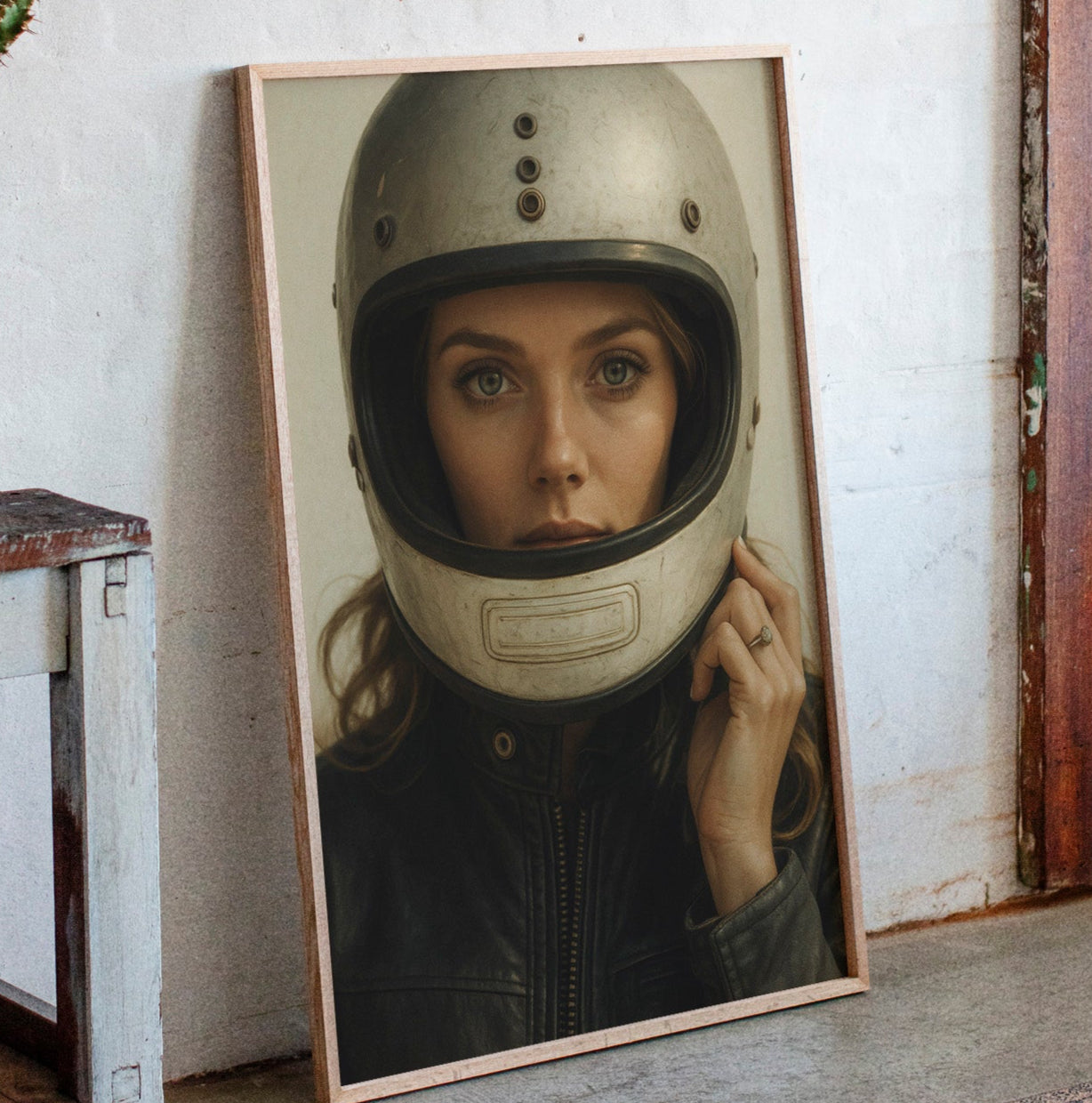 Gallery image 3 for Vintage Moto Muse – Retro Helmet Portrait Print