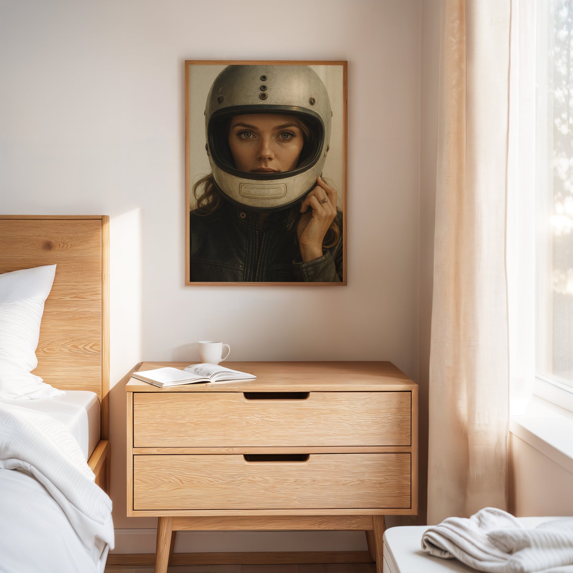 Gallery image 4 for Vintage Moto Muse – Retro Helmet Portrait Print