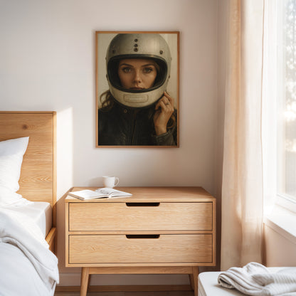 Gallery image 4 for Vintage Moto Muse – Retro Helmet Portrait Print