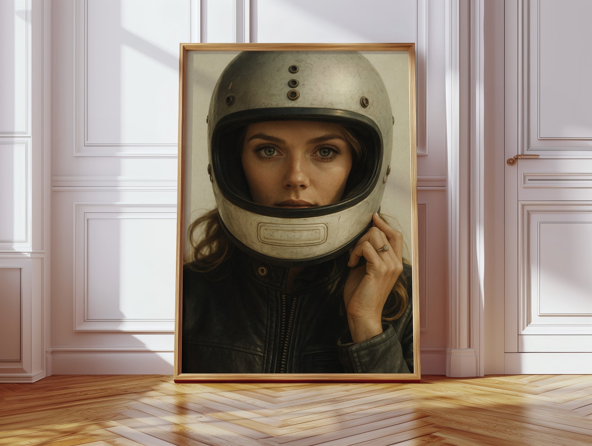 Gallery image 5 for Vintage Moto Muse – Retro Helmet Portrait Print