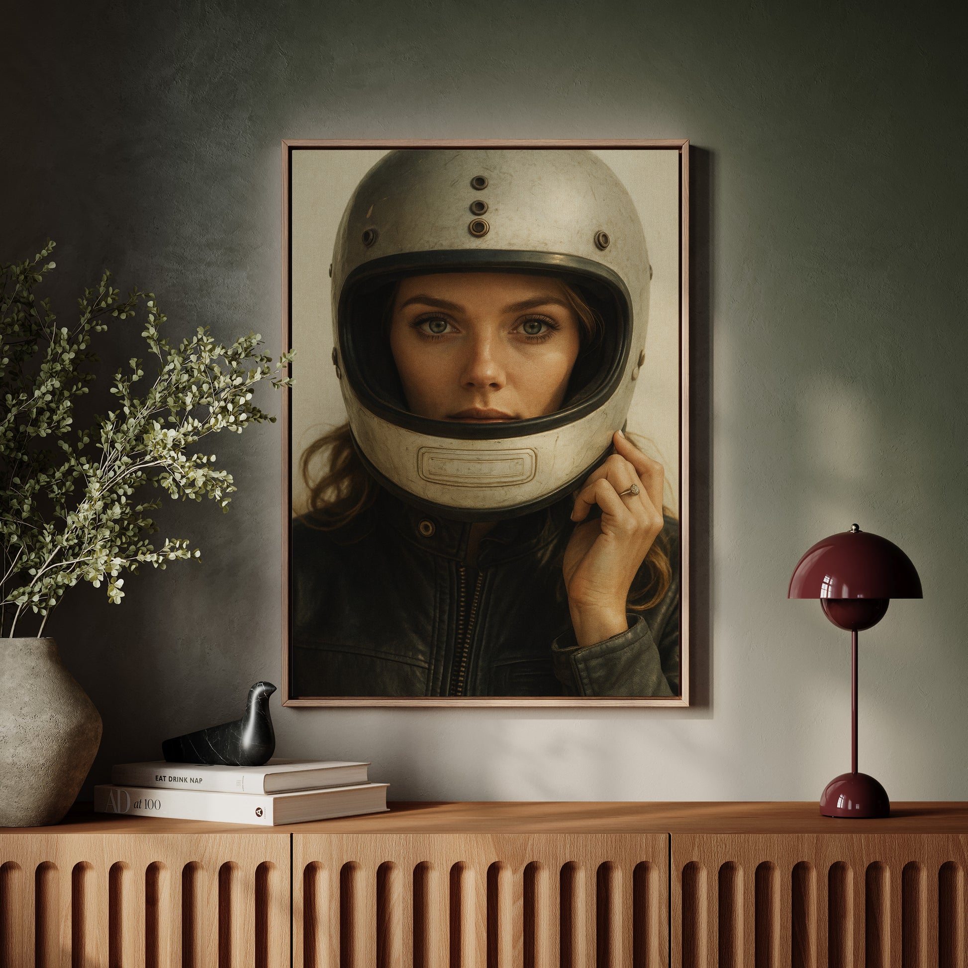 Gallery image 10 for Vintage Moto Muse – Retro Helmet Portrait Print
