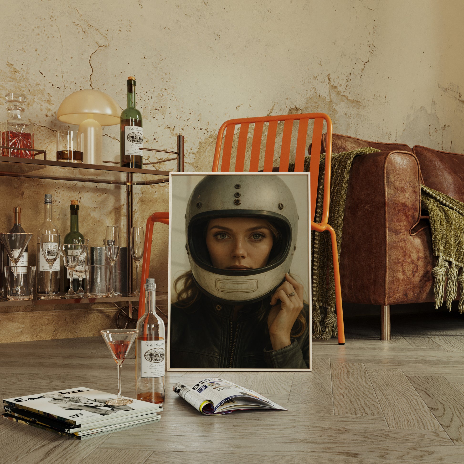 Gallery image 12 for Vintage Moto Muse – Retro Helmet Portrait Print