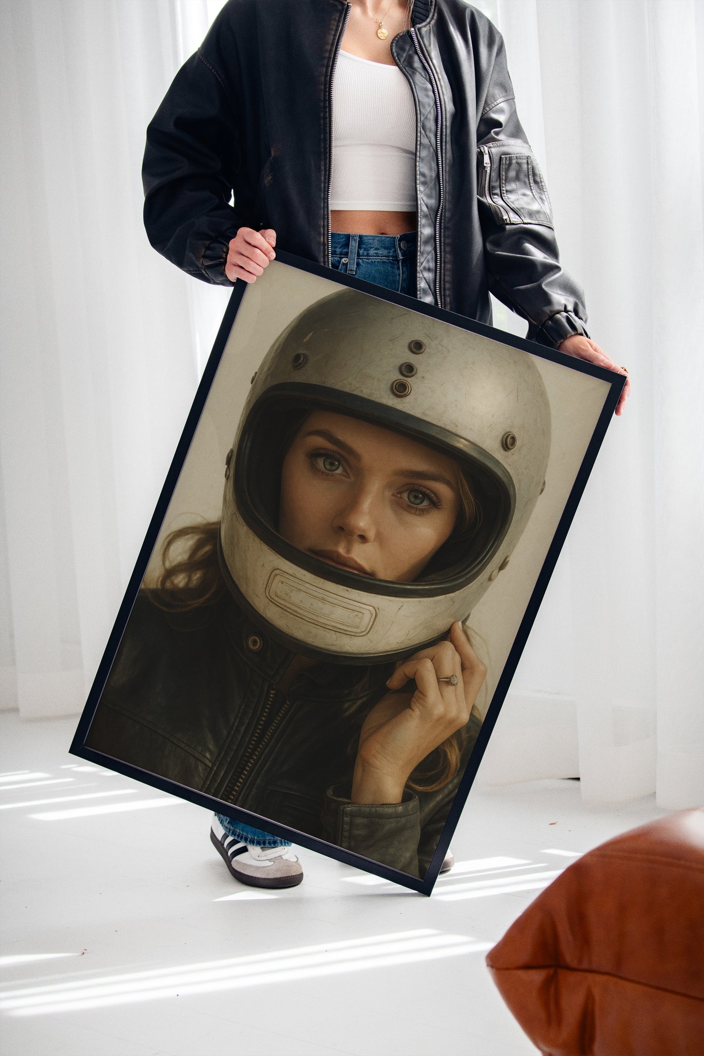 Gallery image 13 for Vintage Moto Muse – Retro Helmet Portrait Print