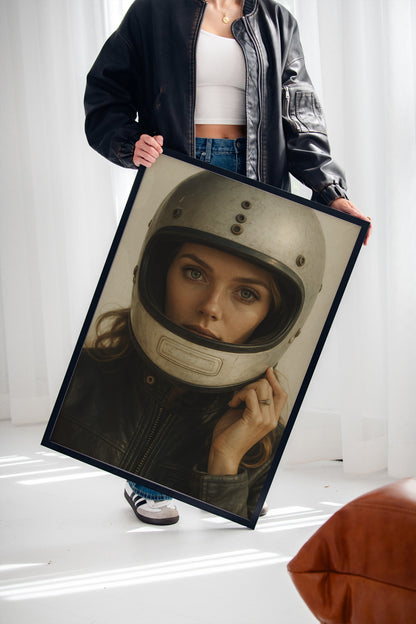Gallery image 13 for Vintage Moto Muse – Retro Helmet Portrait Print