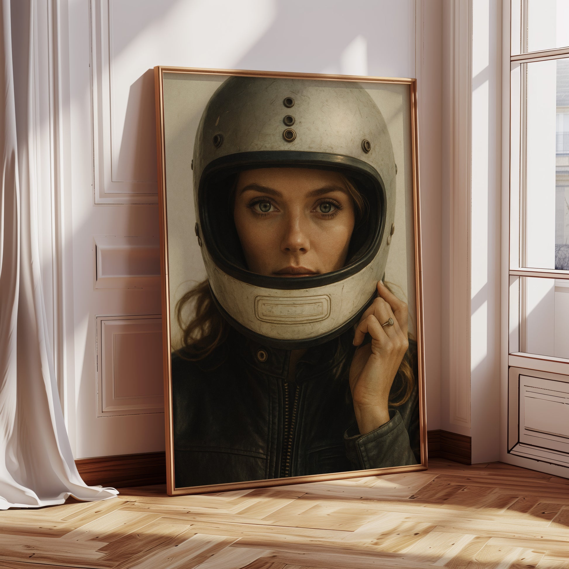 Gallery image 15 for Vintage Moto Muse – Retro Helmet Portrait Print