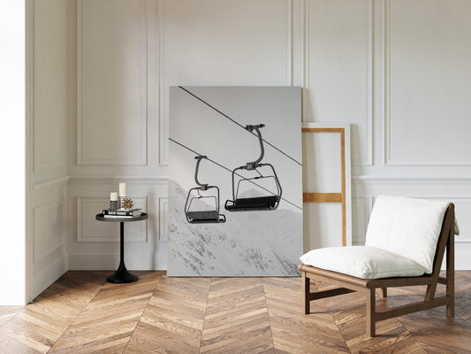 Gallery image 8 for Solitude in Ascent – Minimalist Ski Lift Black & White Print