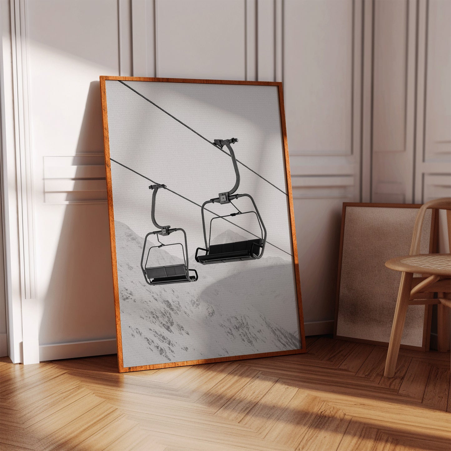 Gallery image 16 for Solitude in Ascent – Minimalist Ski Lift Black & White Print